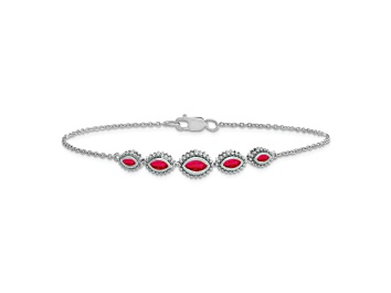 Picture of Rhodium Over 14k White Gold Marquise Ruby Bracelet