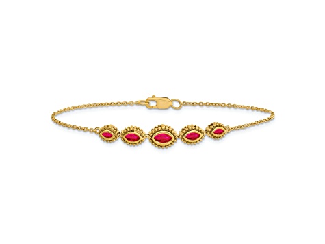 14k Yellow Gold Marquise Ruby Bracelet