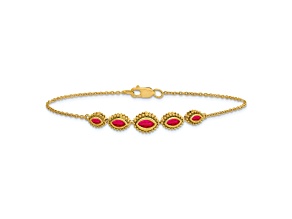14k Yellow Gold Marquise Ruby Bracelet