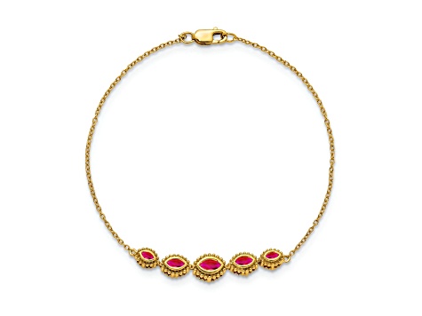 14k Yellow Gold Marquise Ruby Bracelet