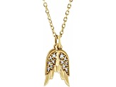 14K Yellow Gold 0.03ctw Diamond Accent Angel Wings Pendant with Chain.