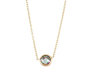 Mystic Fire Green Topaz Solitaire 10K Yellow Gold Station Necklace 0.90ctw
