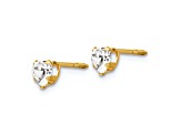 14k White Gold 4mm White Cubic Zirconia Heart Earrings