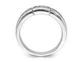 Rhodium Over 14K White Gold Satin and Polished Diamond Men's Ring 0.25ctw