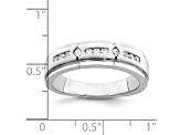 Rhodium Over 14K White Gold Satin and Polished Diamond Men's Ring 0.25ctw