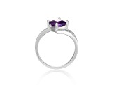 Princess Cut Amethyst with White Sapphire Accents Bypass Ring, 1.08ctw