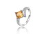 Princess Cut Citrine with White Sapphire Accents Bypass Ring, 1.08ctw