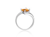 Princess Cut Citrine with White Sapphire Accents Bypass Ring, 1.08ctw