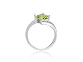 Princess Cut Peridot with White Sapphire Accents Bypass Ring, 1.08ctw