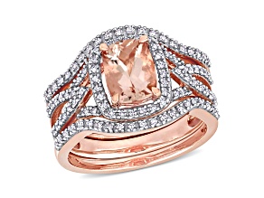 Morganite and Diamond 10K Rose Gold Ring 1.64ctw