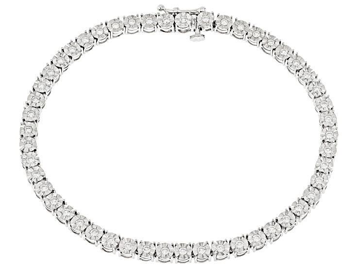 White Lab-Grown Diamond F-G VS-SI Rhodium Over Sterling Silver Bracelet 1.00ctw