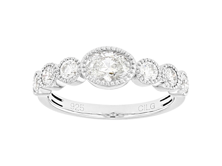 White Lab-Grown Diamond F-G VS-SI Rhodium Over Sterling Silver Ring 1.00ctw