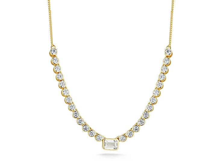 Rachel Zoe 14K Yellow Gold Over Sterling Silver Rectangle Center Cubic Zirconia Tennis Necklace