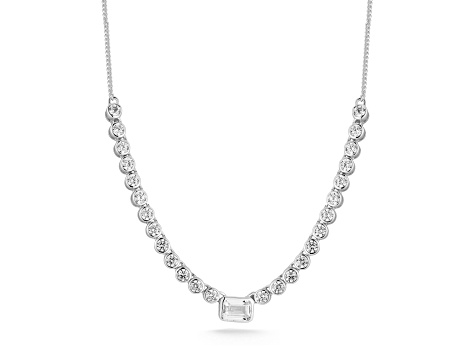 Rachel Zoe Rhodium Over Sterling Silver Rectangle Center Cubic