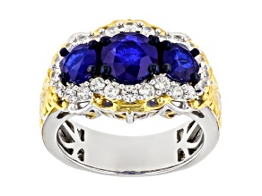 Cobalt Blue Spinel Rhodium/24k Yellow Gold Over Palladium Sterling Silver Ring 3.69ctw