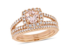 Morganite and Diamond 14K Rose Gold Ring 1.47ctw