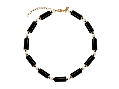 Onyx Tube Bead Necklace 15
