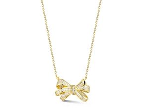 Rachel Zoe 14K Yellow Gold Over Sterling Silver Cubic Zirconia Bow Pendant Necklace