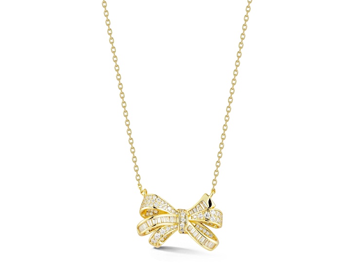Rachel Zoe 14K Yellow Gold Over Sterling Silver Cubic Zirconia Bow Pendant Necklace