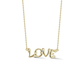 Sterling Statements 14K Yellow Gold Over Sterling Silver CZ LOVE Necklace