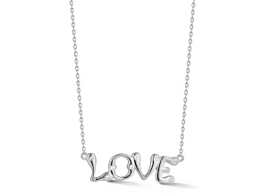 Sterling Statements Rhodium Over Sterling Silver CZ LOVE Necklace