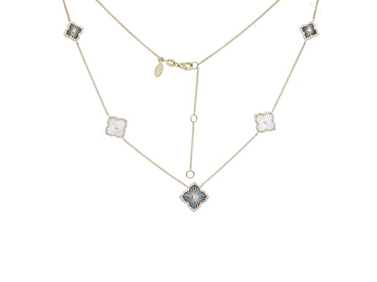 EFFY 14K Yellow Gold Mother Of Pearl and Diamond 18 Inch Necklace