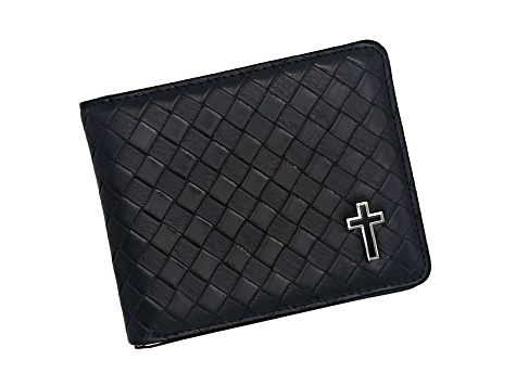 Braided Black Leather Cross Wallet - 1EI2XA | JTV