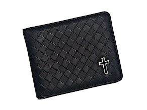 Braided Black Leather Cross Wallet