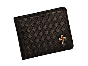 Braided Brown Leather Cross Wallet