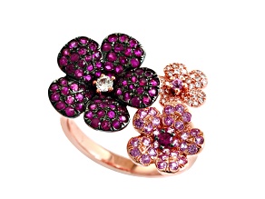 EFFY 14K Rose Gold Ruby, Pink Sapphire and Diamond Flower Ring, 1.23ctw