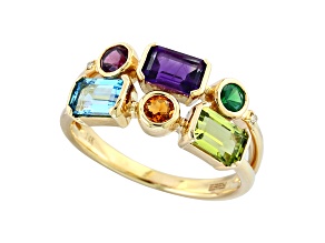 EFFY 14K Yellow Gold Amethyst, Topaz, Citrine, Rhodolite, Peridot, Tsavorite and Diamond Ring