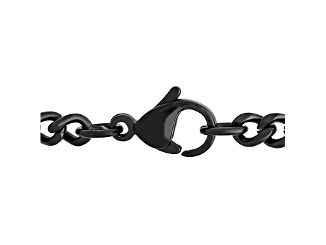 Black Ion-Plated Stainless Steel and Black Diamond Cross Pendant With Chain 0.05ctw