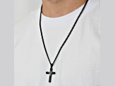 Black Ion-Plated Stainless Steel and Black Diamond Cross Pendant With Chain 0.05ctw