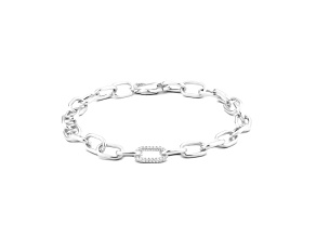 Diamond Accent Rhodium Over Sterling Silver The Strongest Link Chain Bracelet