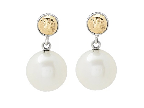 Silver Treasures by Samuel B. 12mm Cultured South Sea Pearl Silver And 18k Gold Accent Earring
