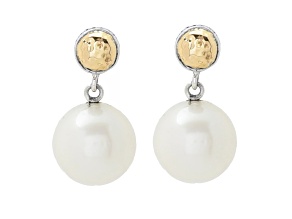Silver Treasures by Samuel B. 12mm South Sea Pearl Silver And 18k Gold Accent Earring
