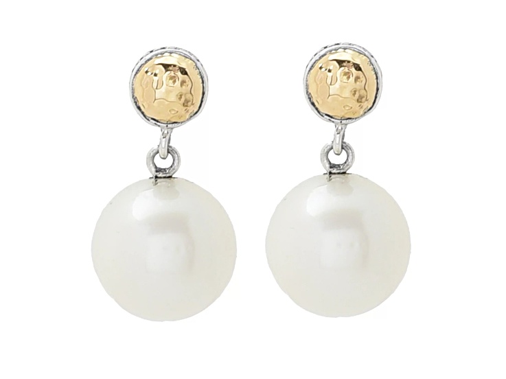 Silver Treasures by Samuel B. 12mm Cultured South Sea Pearl Silver And 18k Gold Accent Earring