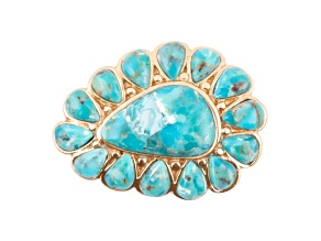 Barse Jewelry Blue Composite Turquoise Gold Tone Durango Ring