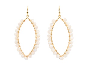 Barse Jewelry White Mother-of-Pearl Gold Tone Open Design Earrings