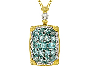 Dauphin Apatite Rhodium & 24k Yellow Gold Over Palladium Silver Pendant With Chain 2.45ctw