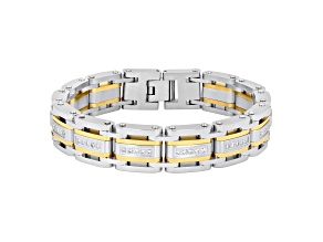 1.0ctw Diamond Yellow Stainless Steel Link Bracelet