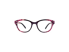 Pink Crystal Round Frame Reading Glasses, Strength +3.00
