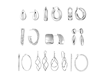 Picture of White Crystal Sterling Silver Over Brass 10 Days of Gifting Earring Set With Box