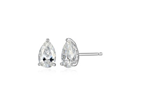 Pear Shape Moissanite Platineve Stud Earrings 1.90ctw DEW