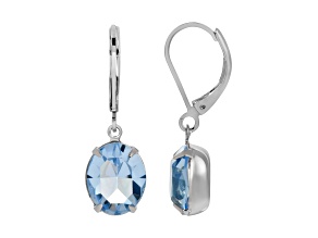 1928 Jewelry Silver-Tone Oval Blue Crystal Drop Earrings