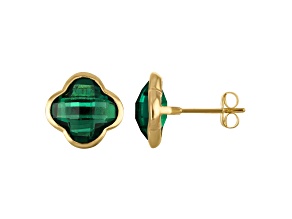 10K Yellow Gold Emerald Clover Stud Earrings
