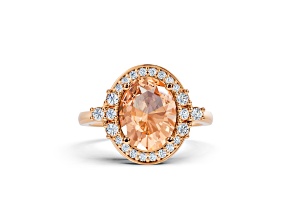 14K Rose Gold Morganite and Diamond Ring 1.71 ctw