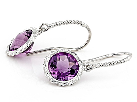 Purple Amethyst 14k White Gold Dangle Earrings 3.31ctw