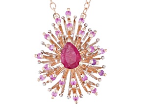 Red Rubellite Rhodium & 18k Gold Over Palladium Sterling Silver Pendant With Chain 1.07ctw
