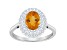 8x6mm Oval Citrine And White Topaz Accents Rhodium Over Sterling Silver Double Halo Ring